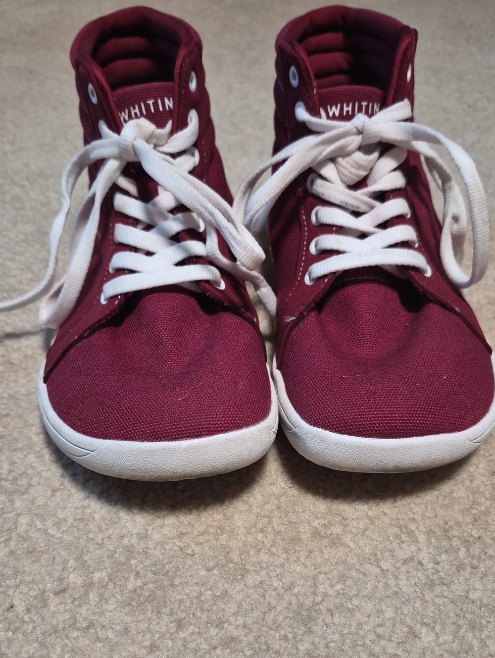 WHITIN Burgundy High-Top Sneakers with White Laces